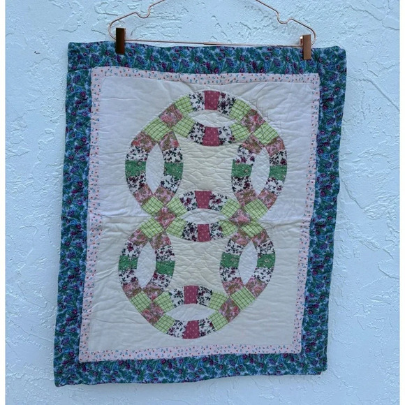 2 Quilted Wedding Ring Pillow Sham Keeco Cottage Farm Pillow Case 23x28.5 - Picture 1 of 5